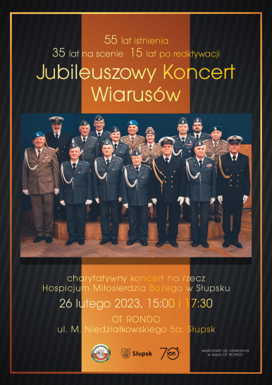 Na zdjęciu widzimy 16 osób ubranych w mundury - kobiety i mężczyźni - którzy reprezentują WIARUSY;; treści promocyjne na plakacie w artykule